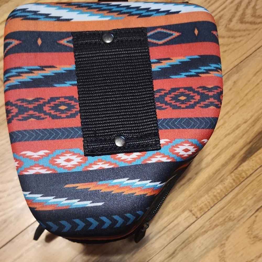 Orange & Blue Patterned Camera Case with Zip Closure
